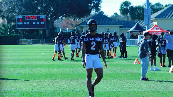Dylan Stewart walking around at a UA Practice